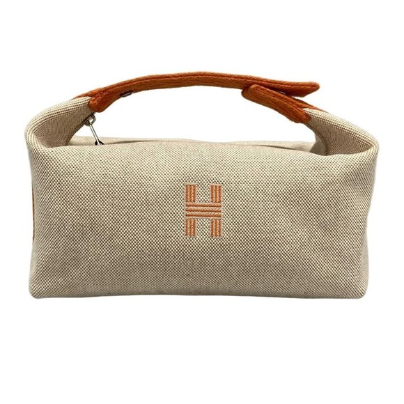 Auth HERMES Bride a Brac PM - Beige Orange Toile H Handbag - Picture 1 of 16